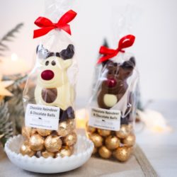 Chocolate Reindeer on Golden Balls Bags