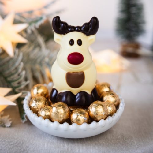 White Chocolate Reindeer on Golden Balls